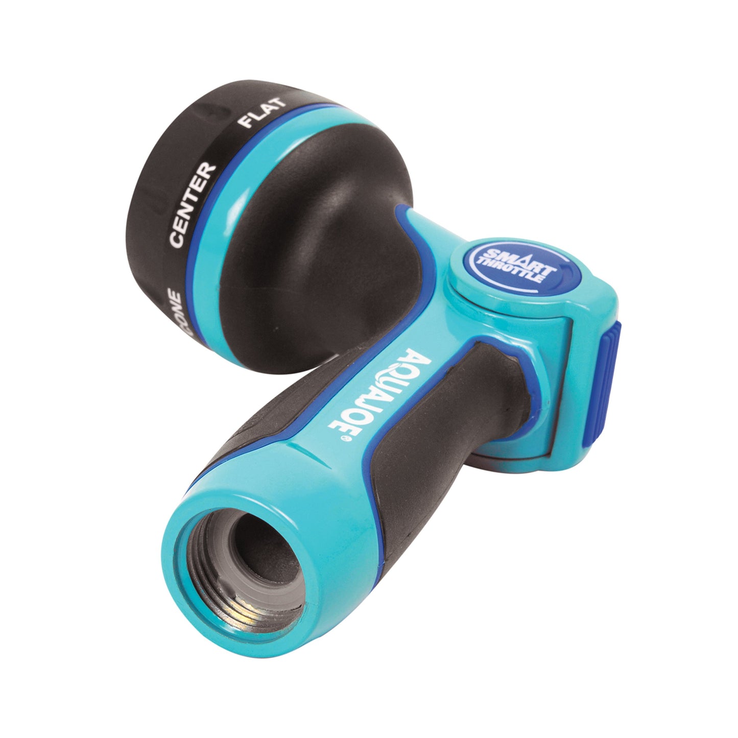 Aqua Joe AJHN102 Heavy Duty Indestructible Metal Multi Function Adjustable Hose Nozzle with Smart Throttle, Blue Aqua Joe