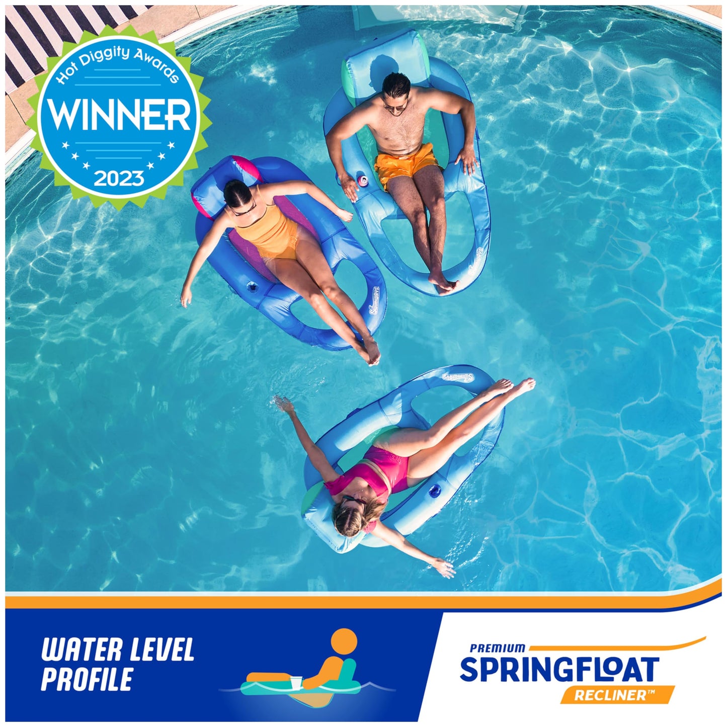 SwimWays Spring Float Premium Recliner Pool Lounger, Inflatable Pool Floats Adult with Fast Inflation for Ages 15 & Up