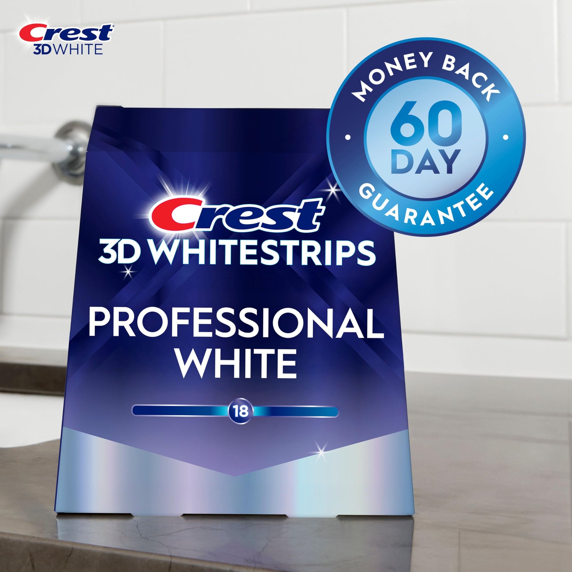 Crest 3D Whitestrips Professional White At-home Teeth Whitening Kit, 20 Treatments, 18 Levels Whiter - Available at All In One Marketplace Canada