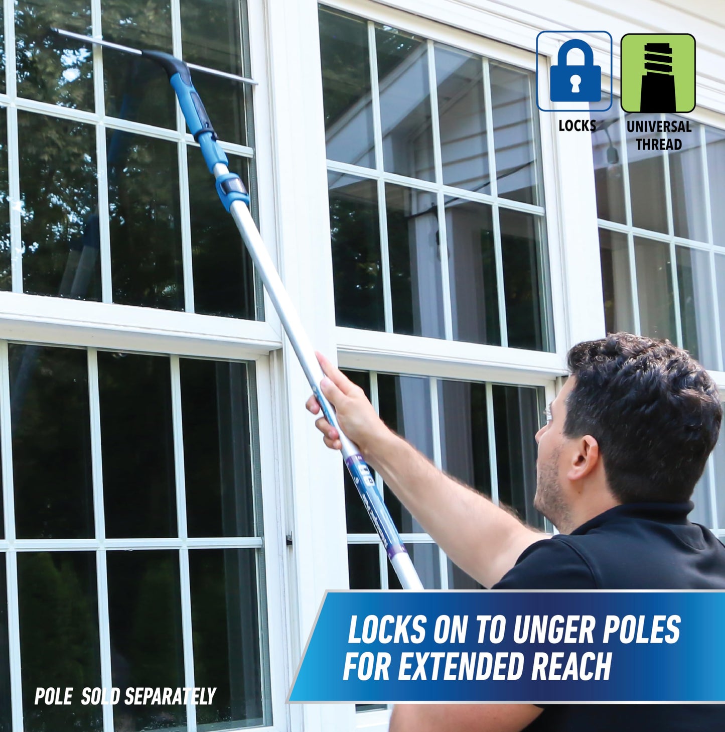 Unger Professional 18” EZ Change Window & Glass Cleaning Squeegee - Streak Free Results, Clean Large and Small Windows, with 12” Channel Unger
