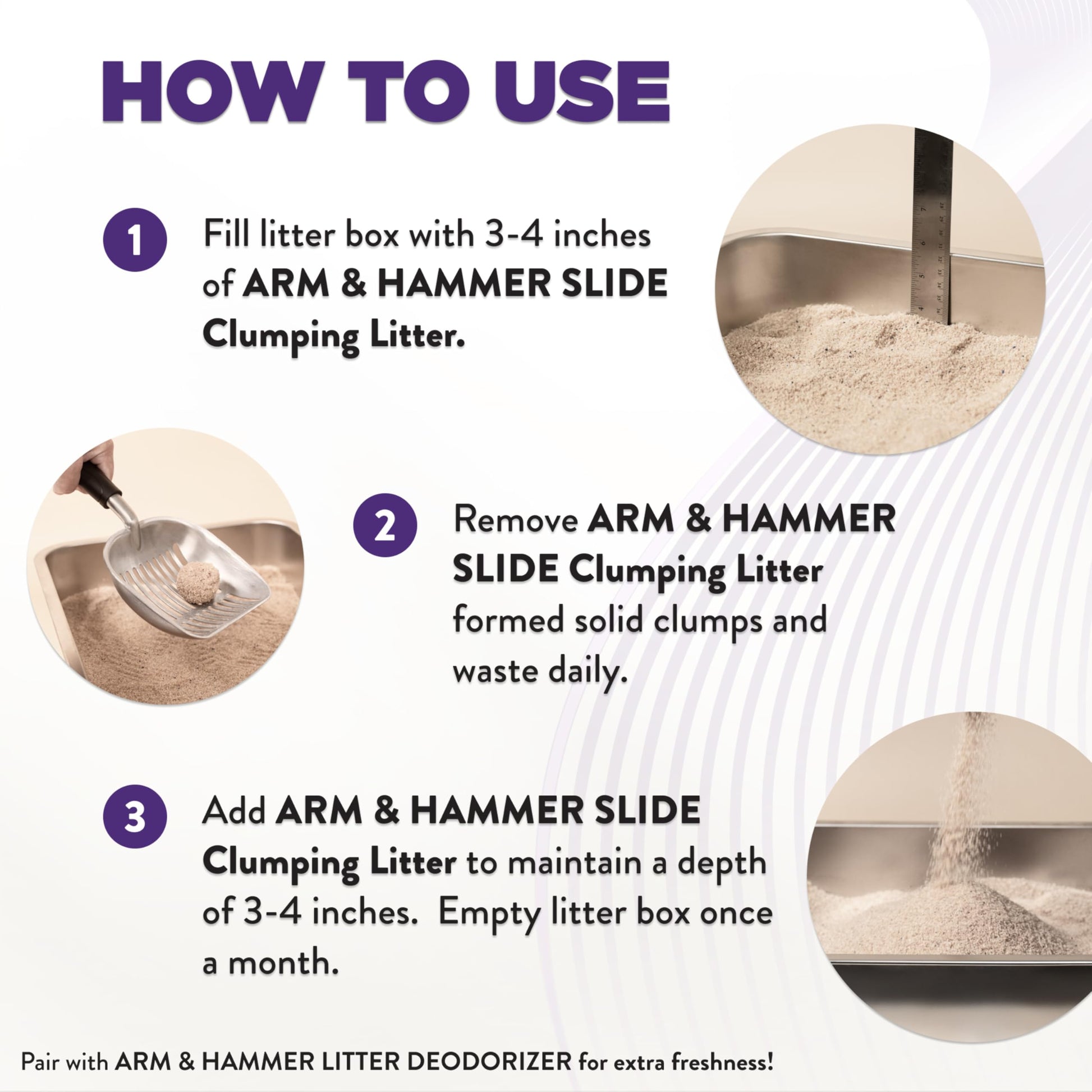 Arm & Hammer Slide Clumping Cat Litter, Multi-Cat Clay, Effortless Clean, 7-Day Odour Control, Dust-Free, Low-Tracking, Rock-Hard Clumps, Baking Soda Power, 6.4 kg