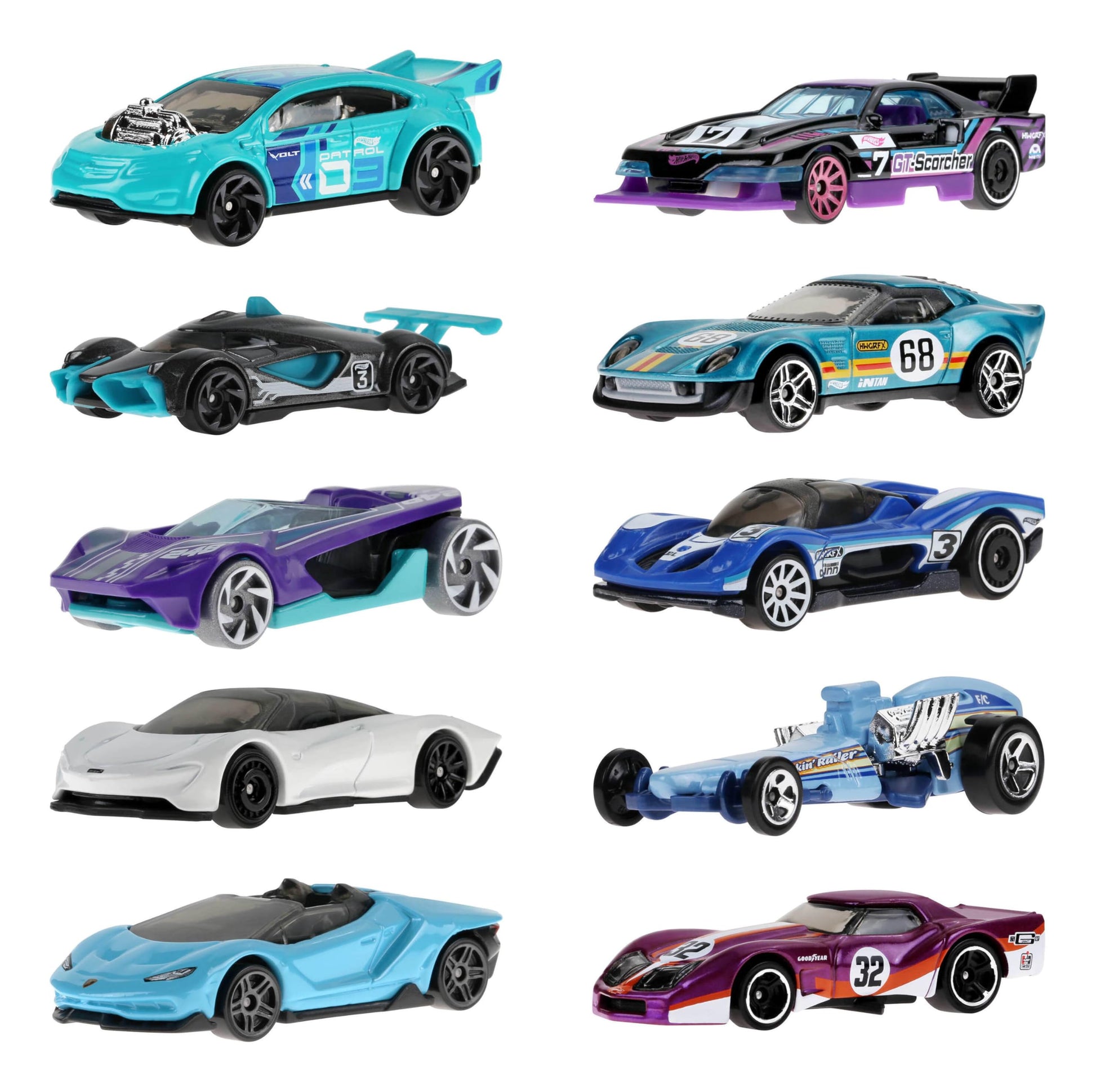 Hot Wheels 10-Pack of Toy Race Cars, Includes 1:64 Scale Corvette, Lamborghini, McLaren & Hot Wheels Originals - Available at All In One Marketplace Canada