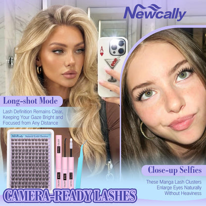 Lash Clusters Kit Wispy Natural Cluster Eyelash Extension Kit DIY Lash Extension Kit C Curl 10-16MM Eyelash Clusters Volume Individual Lashes Kit by Newcally - Available at All In One Marketplace Canada