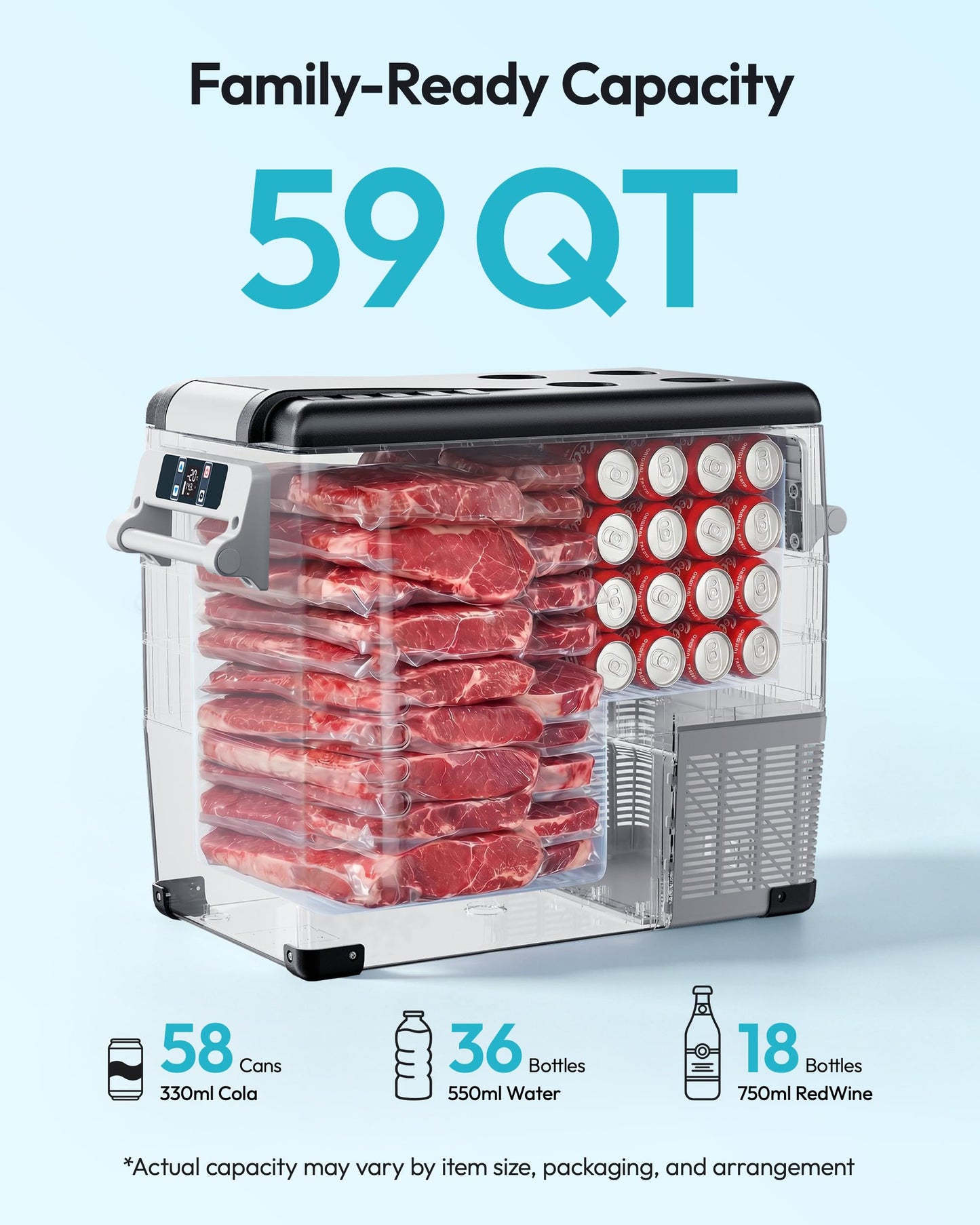 EUHOMY 12 Volt Refrigerator, 60QT(55L) Electric Cooler, 12V Fridge APP Control, 12V Cooler -4℉~68℉, Portable Freezer 12/24V DC 110-240V AC for Camping, Travel, Truck, Home 🍁 All In One Marketplace Canada