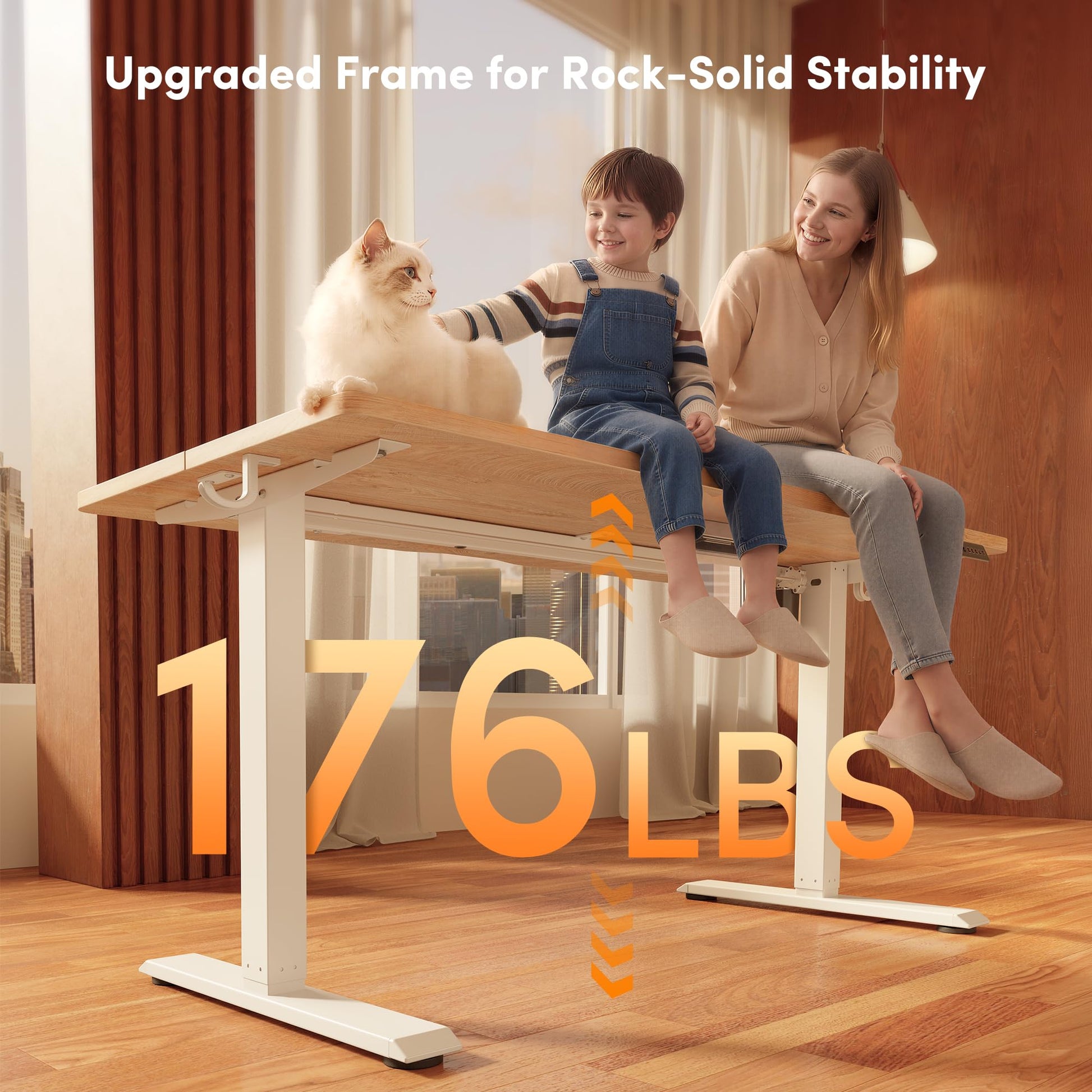 FEZIBO Standing Desk 47 x 24 Inch, Height Adjustable Desk with Memory Buttons, Electric Sit Stand Desk with 7th Gen Lift System, Home Office Table with Splice Board (Maple) - Available at All In One Marketplace Canada