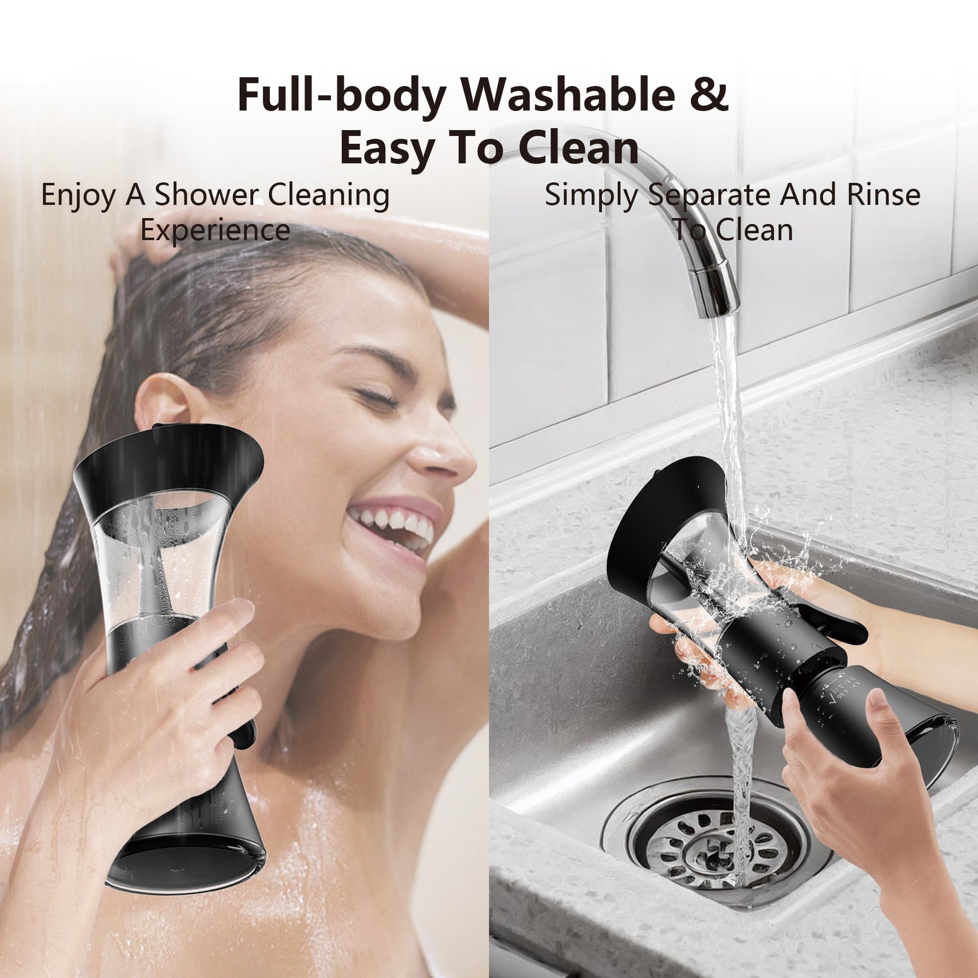 Manual Ear Wax Removal Kit - One-Hand Control Ear Cleaner Tool, Easy to Use Ear Irrigation Flushing System with Soft Silicone Tip for Effective & Safe to Clean Ear Built Up Wax Home Use(Black) - Available at All In One Marketplace Canada