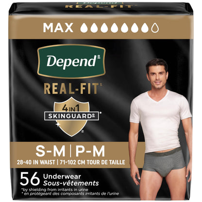 Depend Real Fit Adult Incontinence Underwear for Men, Maximum Absorbency, S/M, Grey, 56 Count 🍁 All In One Marketplace Canada