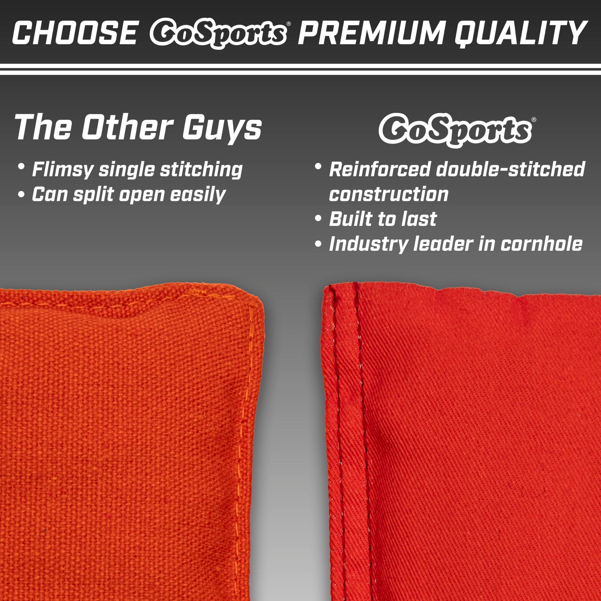 GoSports Official Regulation Cornhole Bean Bags Set of 8 – for Competitive Cornhole Games - All Weather - Red and Blue