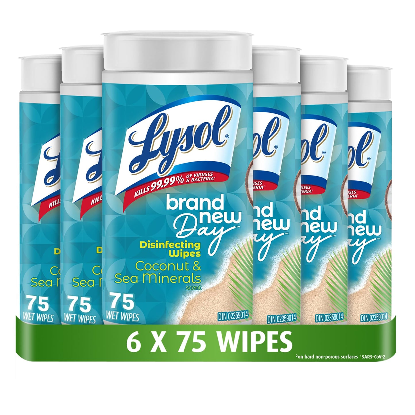 Lysol Disinfecting Wipes, Thick Cleaning Wipes with Micro-Pocket Pattern for Home & Electronics, Kills 99.9% of Germs, Removes Allergens, Coconut & Sea Minerals Scent, 6 X 75 Count (450 Total Wipes) 🍁 All In One Marketplace Canada