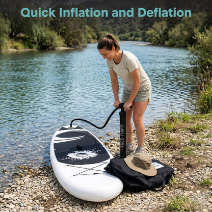 SereneLife 10'/10'6" Inflatable Stand Up Paddle Board with SUP Accessories, Inflatable SUP with Anti-Slip EVA Deck Pad, Wide Design Paddle Board for Adults and Youth 🍁 All In One Marketplace Canada