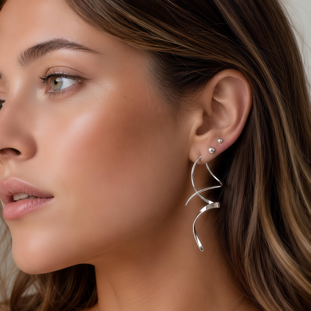 Earrings for Women Spiral threader earrings 925 sterling silver earrings hand bent dangle earrings for women，suitable for gift giving, perfect for your birthday party, Christmas, gift giving. 🍁 All In One Marketplace Canada
