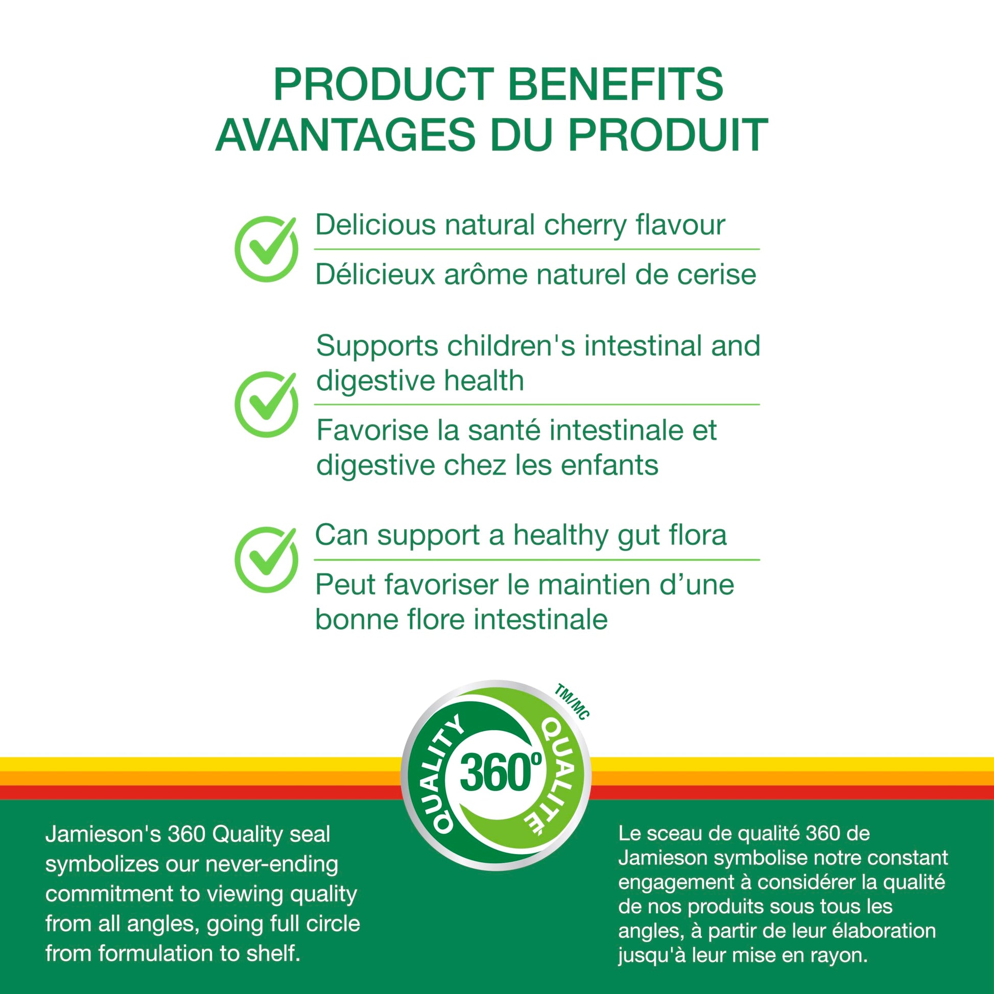 Jamieson Probiotic for Kids, 60 Chewable Tablets, 5 Billion CFU, Natural Cherry Flavour, Digestive and Intestinal Health. Non-GMO, No Artificial Colours, Flavours, or Preservatives, 60 Count - Available at All In One Marketplace Canada