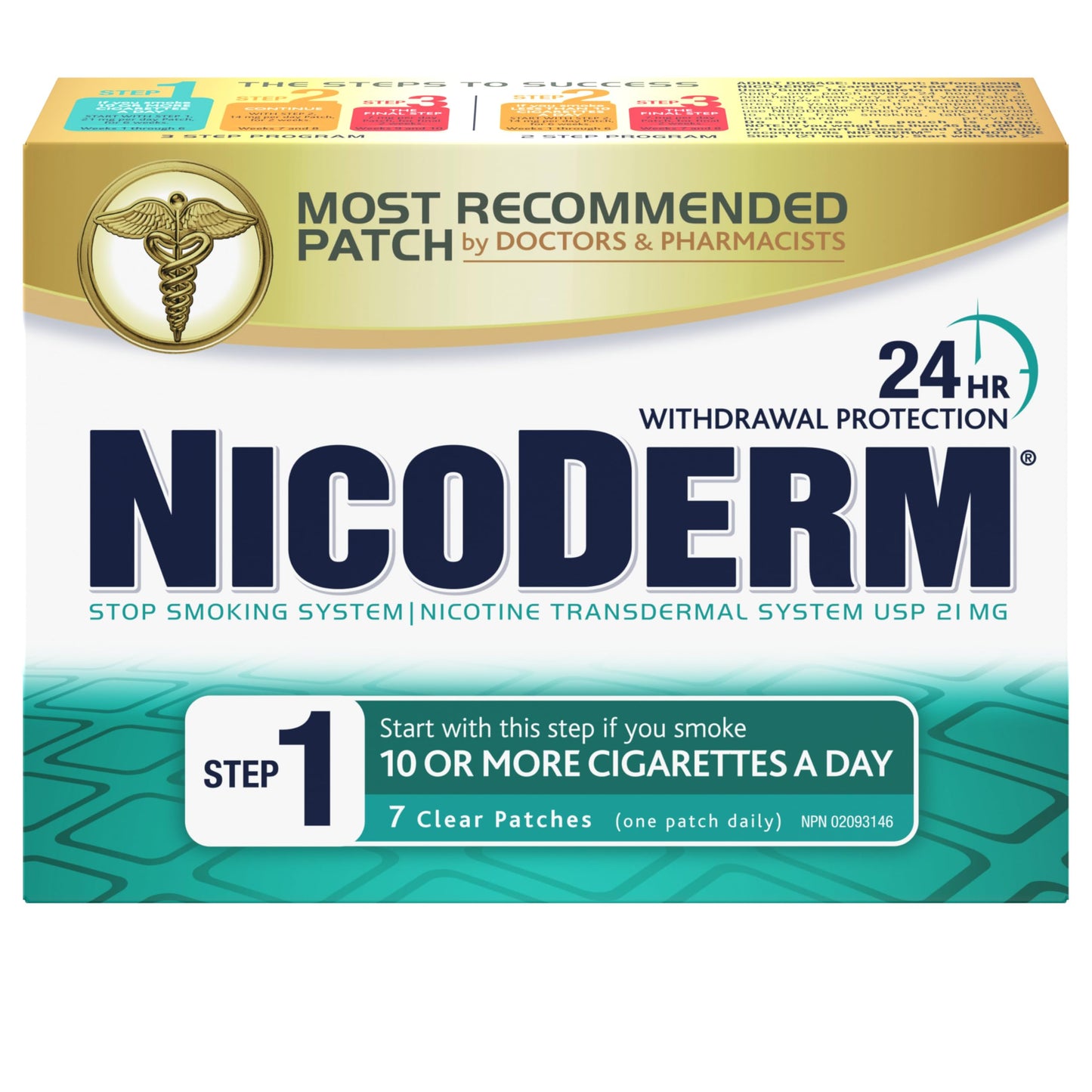 NicoDerm Clear Nicotine Patches Step 1 (21mg) – Discreet 24-Hour Quit Smoking Aid, All-Day Craving and Withdrawal Support, Easy to Use Stop Smoking Patches, 7 Count 🍁 All In One Marketplace Canada
