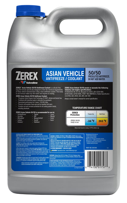 Zerex Asian Vehicle Blue Silicate and Borate Free 50/50 Prediluted Ready-to-Use Antifreeze/Coolant 1 GA Zerex