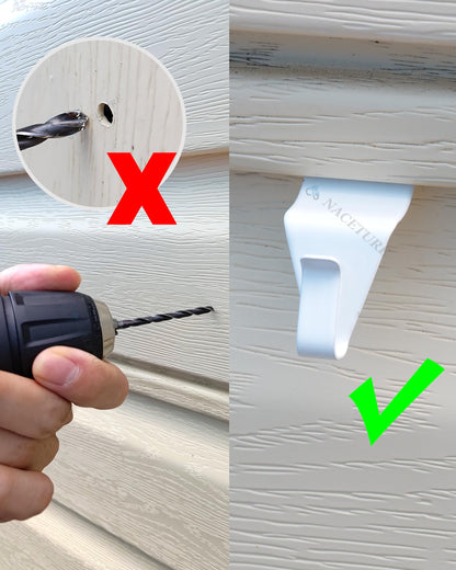 Vinyl Siding Hooks Hanger (White 10 Pack) | Vinyl Siding Hooks for Hanging Outdoor Deck Decor, No Drill Vinyl Siding Clips for Hanging Outside Home or Holiday Decor 🍁 All In One Marketplace Canada