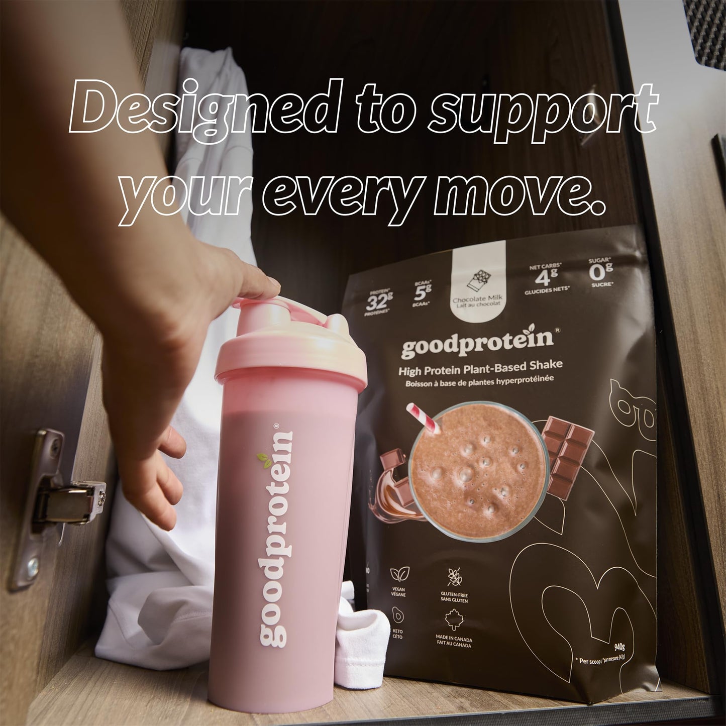 Good Protein – 32g Protein, Vegan High Protein Powder, 100% Natural, Non-GMO, Dairy-free, Gluten & Soy Free and No Added Sugar. Plant-Based Protein Shake (Chocolate Milk, 470 g)
