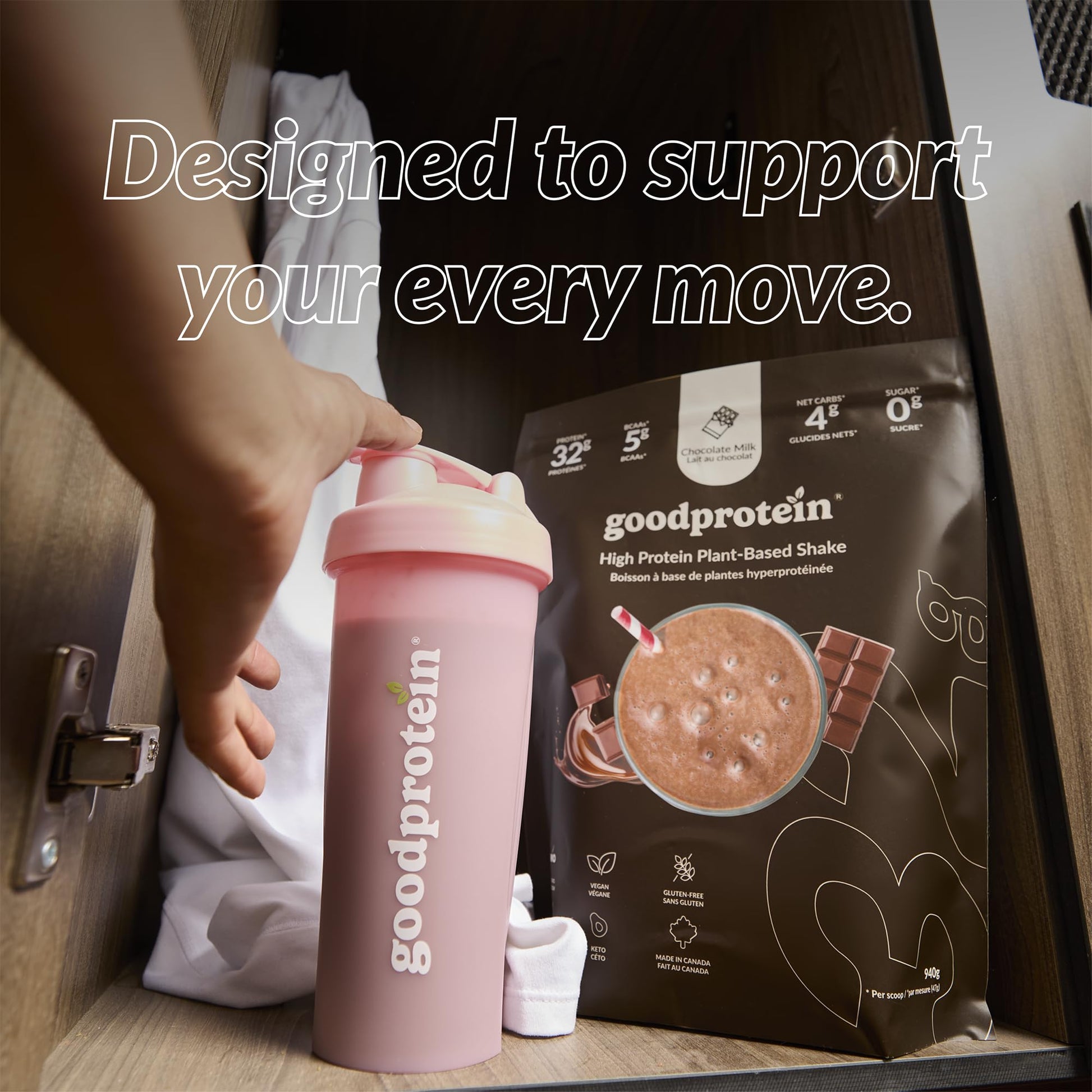 Good Protein – 32g Protein, Vegan High Protein Powder, 100% Natural, Non-GMO, Dairy-free, Gluten & Soy Free and No Added Sugar. Plant-Based Protein Shake (Chocolate Milk, 470 g)