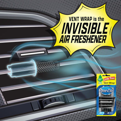 LITTLE TREES Car Air Freshener. Vent Wrap Provides Long-Lasting Scent, Slip on Vent Blade. New Car Scent, 16 Air Fresheners