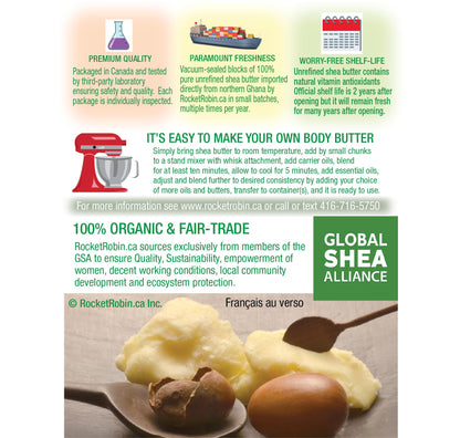 Shea Butter Organic Unrefined 100% Pure Grade A 1 KG 2.2 LBS - Available at All In One Marketplace Canada