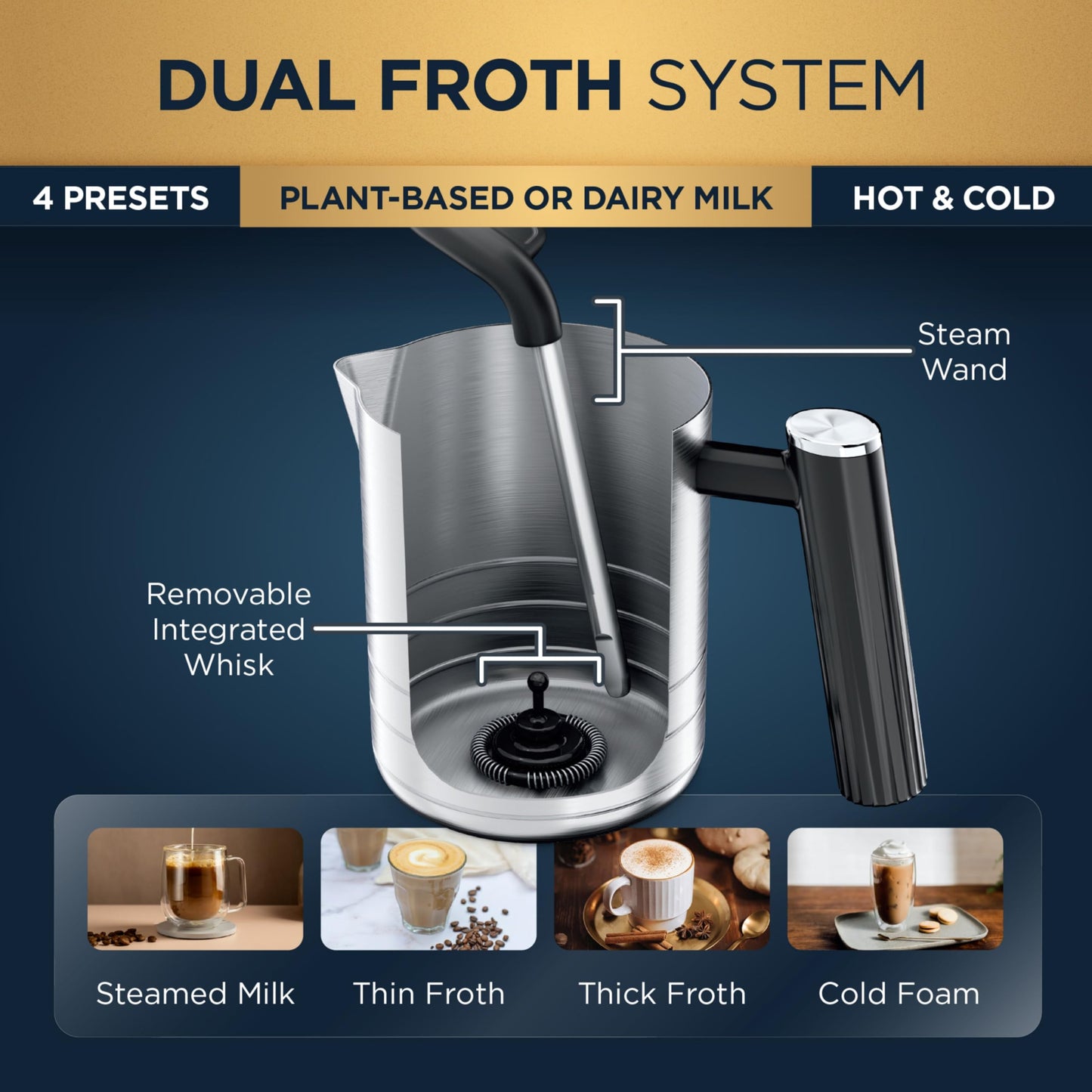 Ninja Espresso Machine, Luxe Café Premier Series, Drip Coffee Maker and Rapid Cold Brew, Integrated Grinder, Assisted Tamper, Hands-Free Frother, ES601C (Canadian Version) - Available at All In One Marketplace Canada