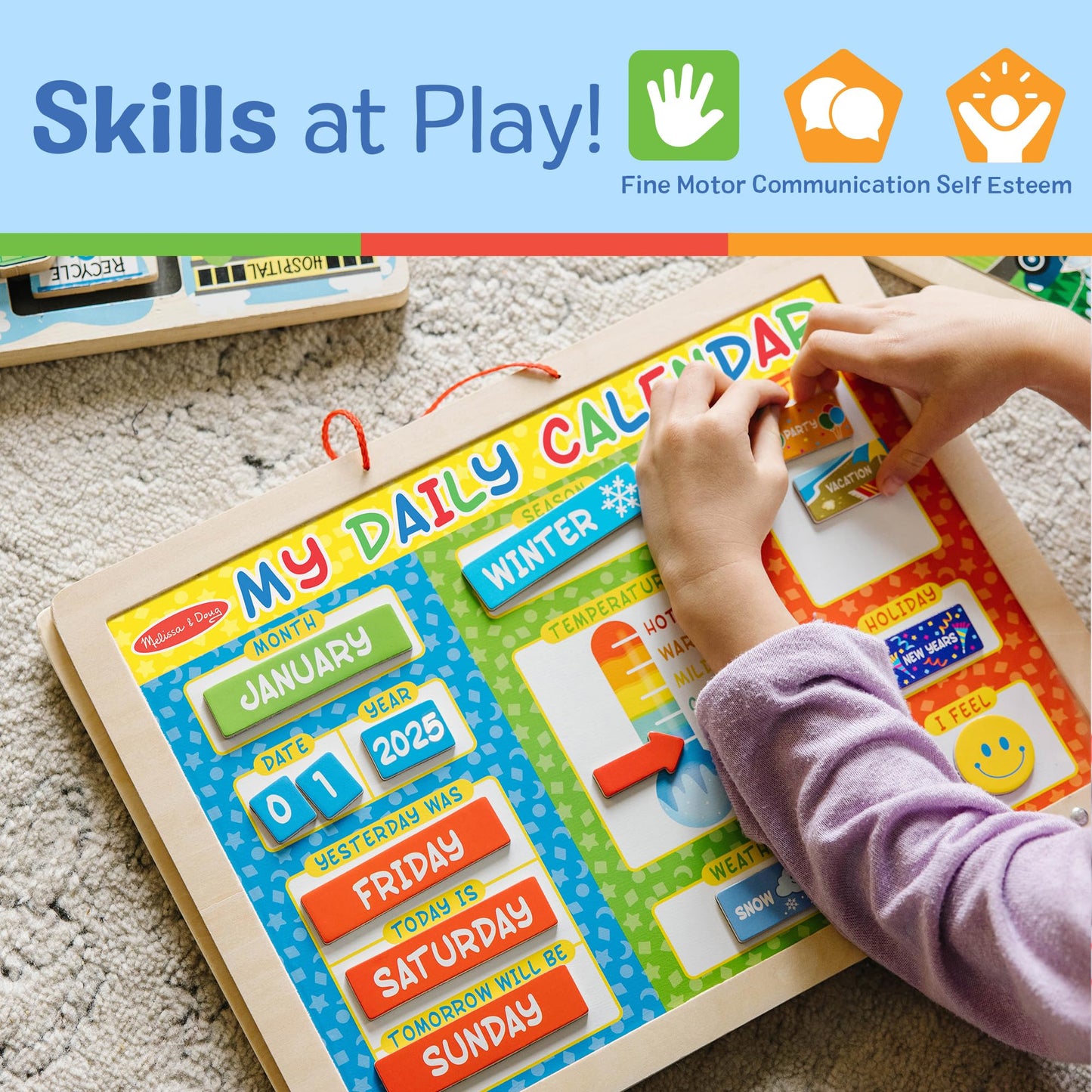 Melissa & Doug My First Daily Magnetic Calendar, Classroom Calendar for Kids Activities with Weather & Seasons, Preschool Toys for Girls & Boys Ages 4+ Melissa & Doug
