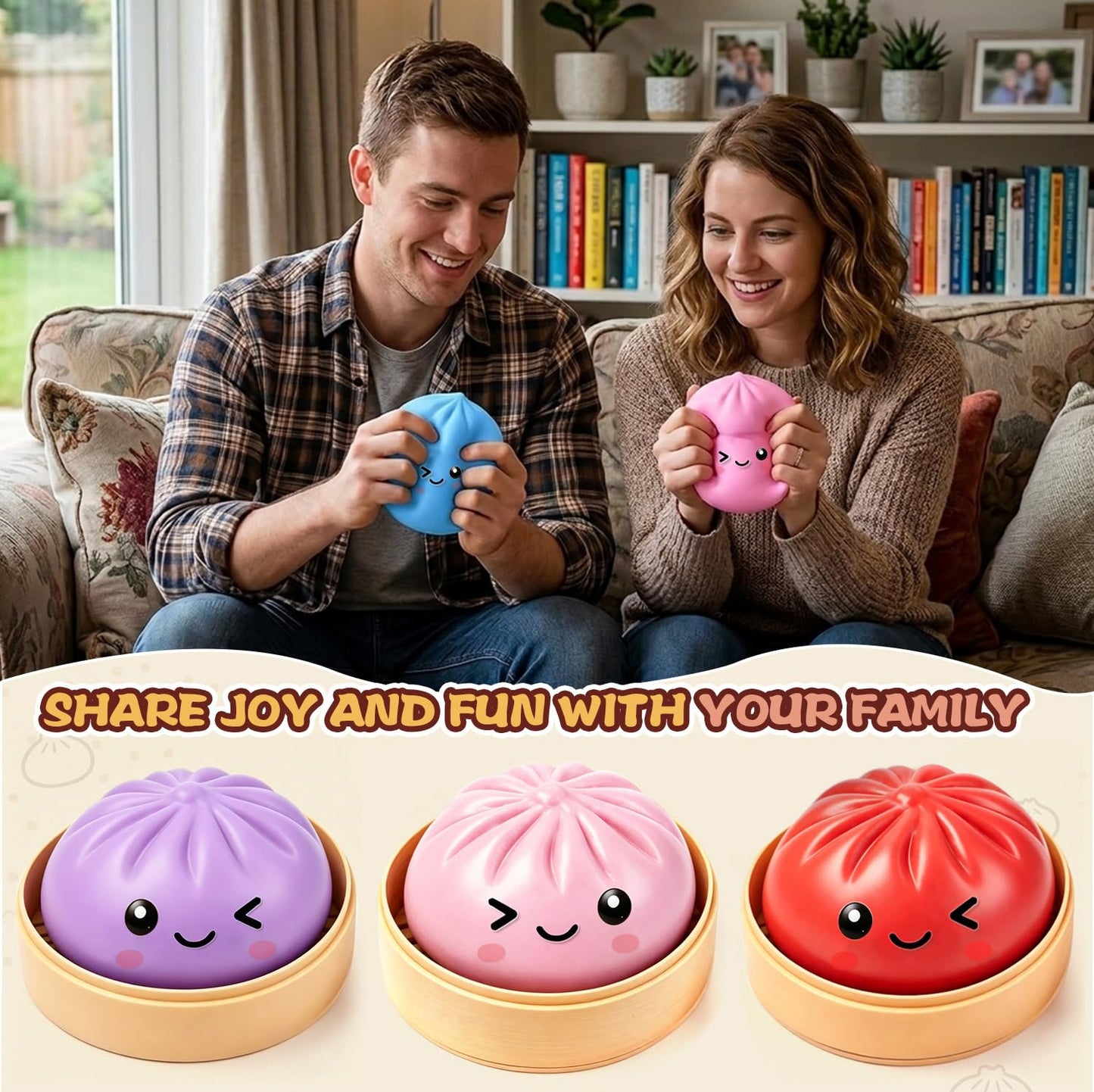 Dumpling Squishy 4 Pack, Glitter Dumpling Squishy Fidget Sensory Toys, Colorful Dumplings Squishies Stress Balls for Anxiety Relief, Bao Bun Squeeze for Kids Adults Presents 🍁 All In One Marketplace Canada