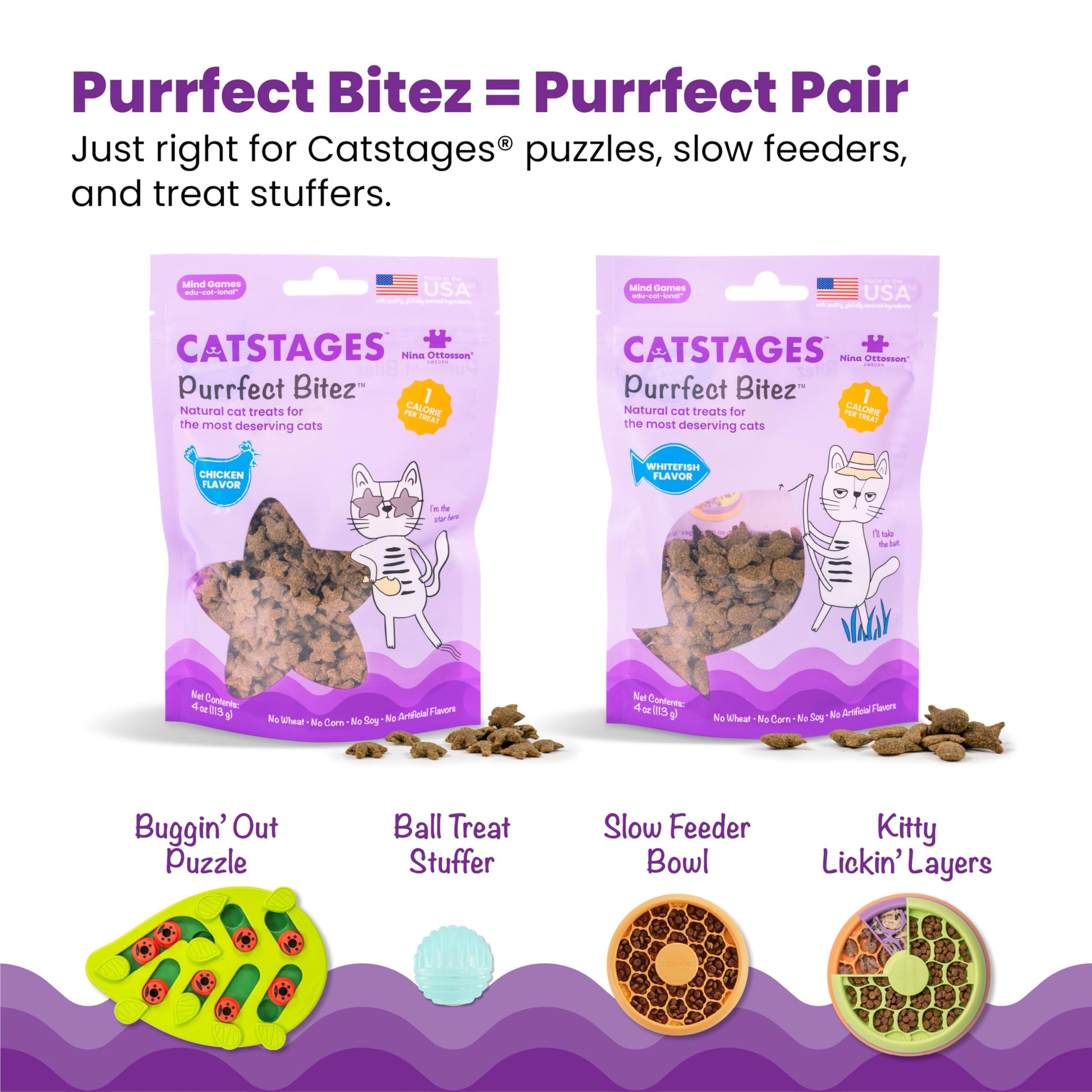 Catstages Buggin' Out Puzzle & Play, Interactive Treat Puzzle Cat Toy, Green - Available at All In One Marketplace Canada