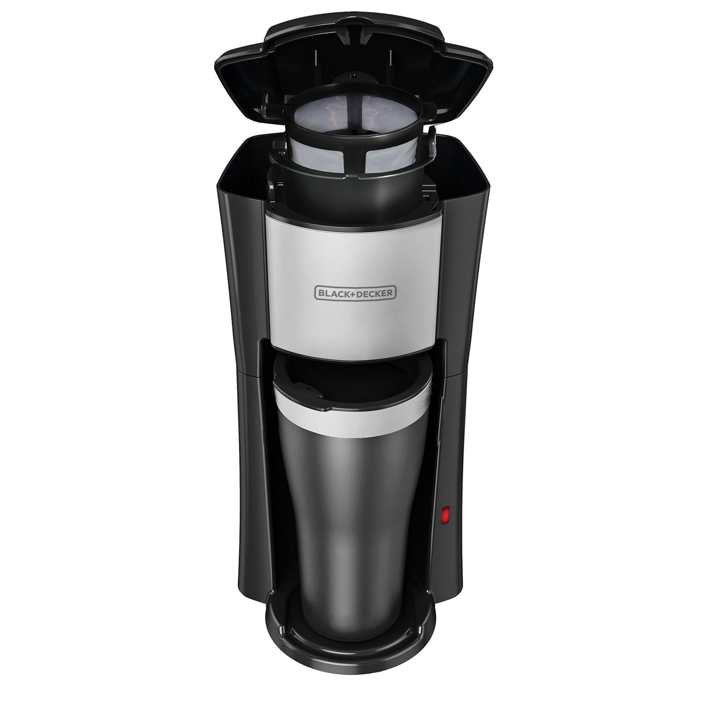 BLACK+DECKER Single Serve Coffee Maker, Includes One Dishwasher Safe Travel Mug (16oz), CM618C Black - Available at All In One Marketplace Canada