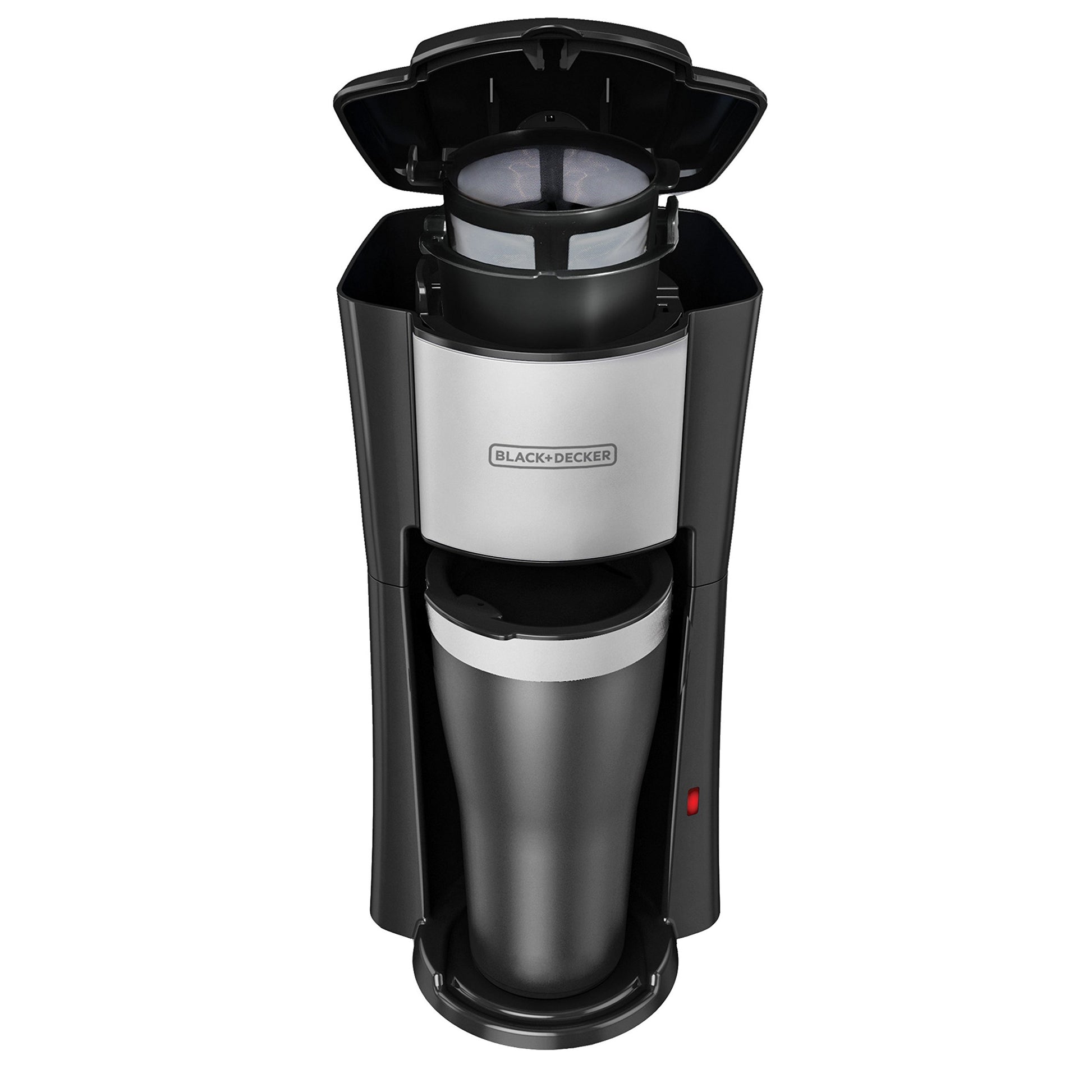 BLACK+DECKER Single Serve Coffee Maker, Includes One Dishwasher Safe Travel Mug (16oz), CM618C Black - Available at All In One Marketplace Canada