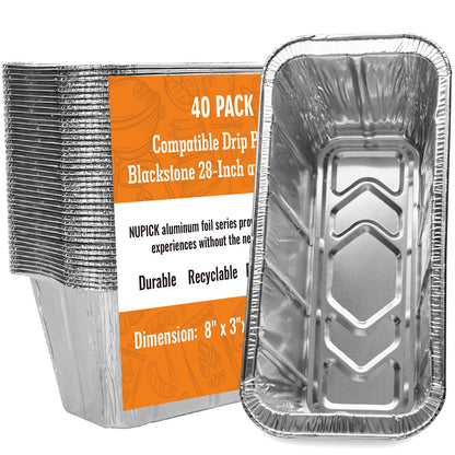 NUPICK 40 Pack Grease Cup Liners for Blackstone 17"/28"/36" Griddle, Drip Pan Liners for Blackstone 5017, Disposable Aluminum Foil Drip Pan Liner - Available at All In One Marketplace Canada