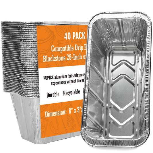 NUPICK 40 Pack Grease Cup Liners for Blackstone 17"/28"/36" Griddle, Drip Pan Liners for Blackstone 5017, Disposable Aluminum Foil Drip Pan Liner - Available at All In One Marketplace Canada