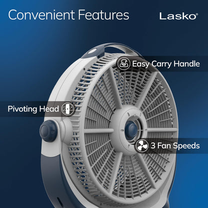 Lasko Wind Machine Air Circulator Floor Fan, 3 Speeds, Pivoting Head for Large Spaces, 20", Gray, 3300C