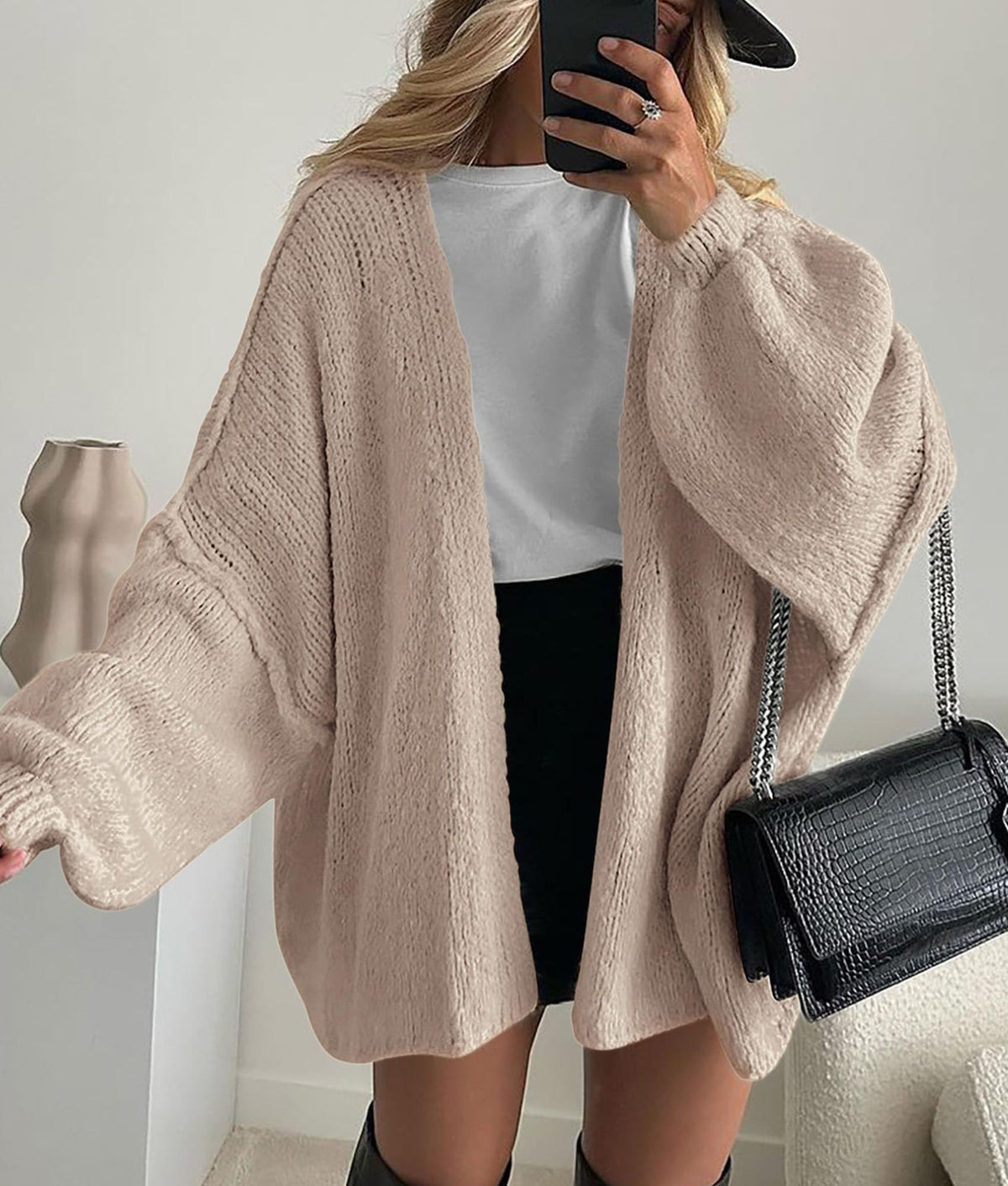 PRETTYGARDEN Womens Open Front Oversized Cardigan Sweaters Grey Beige 🍁 All In One Marketplace Canada