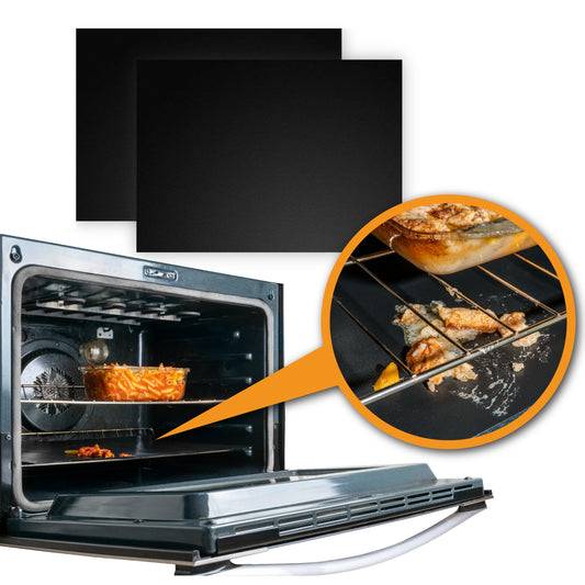 Oven Liners for Bottom of Oven - 2 Pack Large Heavy Duty Mats, 17”x25” Non-Stick Reusable Liner for Electric, Gas, Toasters, Grills - BPA & PFOA Free Kitchen Accessory to Keep It Clean (Black) - Available at All In One Marketplace Canada