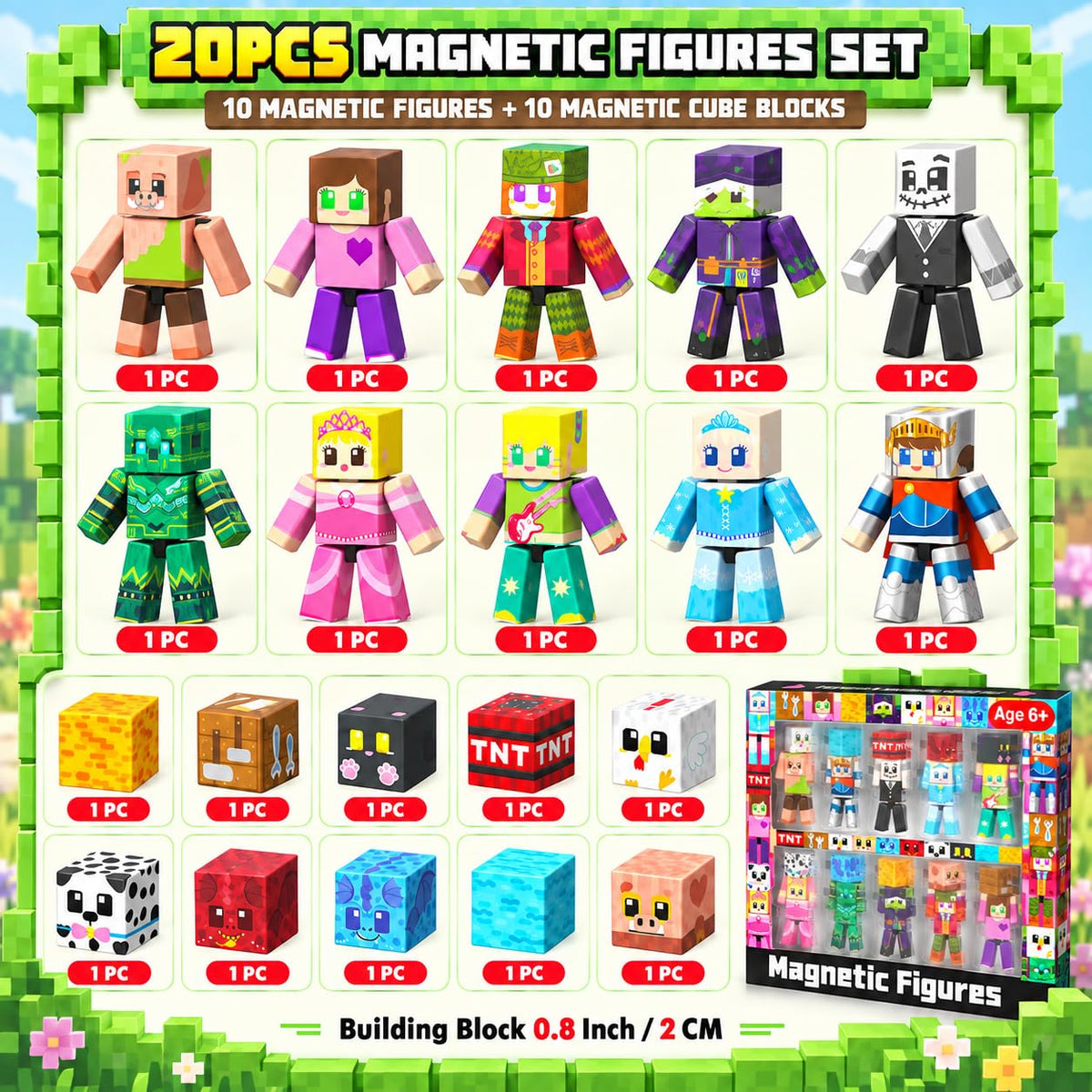 Magnetic Action Figures Playset - 20PCS Magnetic Building Toys with Rotatable Figures Character, STEM Magnet Toys for Kids, Christmas Birthday Gifts for Boys Girls Ages 4 5 6 7 8+ Year Olds 🍁 All In One Marketplace Canada