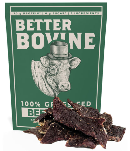 Better Bovine Grass Fed Extra Lean Beef Jerky – Salt and Pepper, 5 Pack (30g Protein, 0g Carbs, Keto & Paleo Friendly)