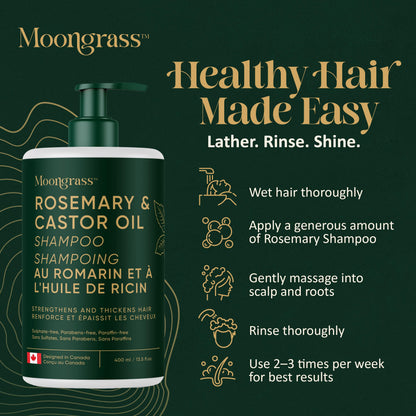 Moongrass Rosemary Shampoo with Castor Oil, Plant-Based, Designed in Canada 🍁 All In One Marketplace Canada
