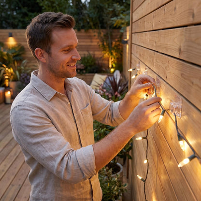 AFFAVON 40Pack Hooks for Outdoor String Lights,Heavy Duty Outdoor Light Clips, Self-Adhesive Weatherproof Wire Holders - Damage-Free Clear Hanging Clips for Christmas, Patio & Home Office 🍁 All In One Marketplace Canada