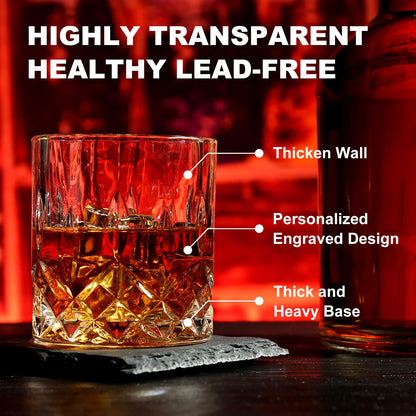 Whiskey Stones Glass Gifts for Men, Bourbon Scotch Whiskey Glasses Set of 2 🍁 All In One Marketplace Canada