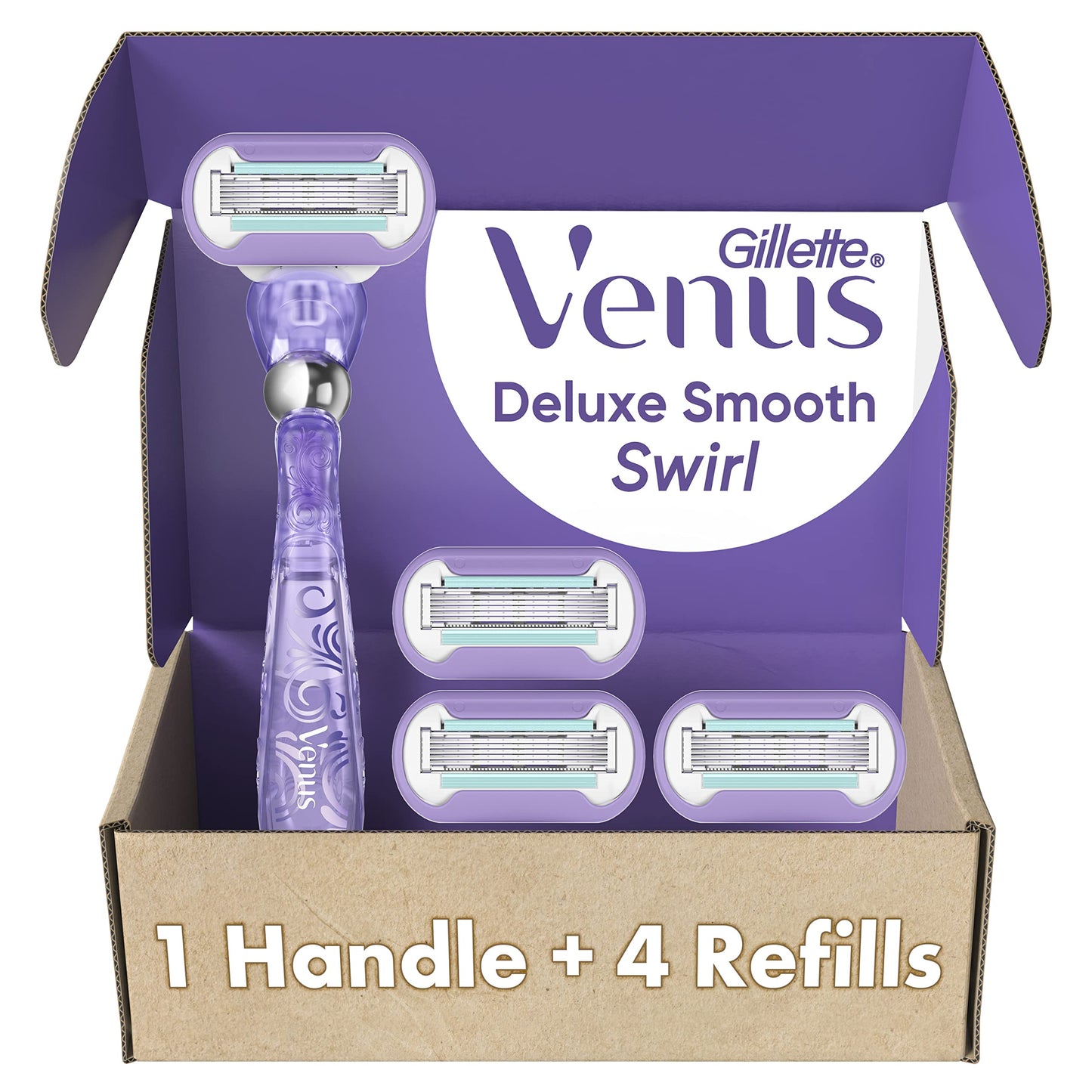 Gillette Razor for Women, Venus Razors Extra Smooth Contour, 5-Blade Cartridges, 1 Handle + 4 Refills + Pivoting Head + Shower Holder - Available at All In One Marketplace Canada