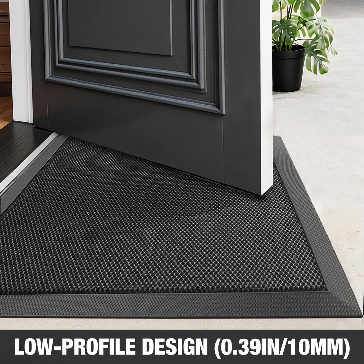 DREPKO Door Mat Waterproof Front Door Mat Outdoor, 2x3 Winter Outdoor Mat Heavy Duty Non Slip Rubber Mat, Low Profile Welcome Mat Entrance Rug for Indoor, Home, Entry and Patio, 24"x36" Black Grey 🍁 All In One Marketplace Canada