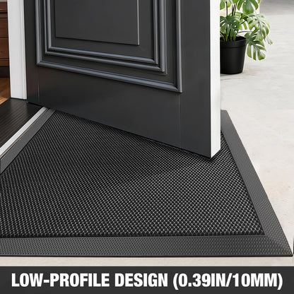 DREPKO Door Mat Waterproof Front Door Mat Outdoor, 2x3 Winter Outdoor Mat Heavy Duty Non Slip Rubber Mat, Low Profile Welcome Mat Entrance Rug for Indoor, Home, Entry and Patio, 24"x36" Black Grey 🍁 All In One Marketplace Canada