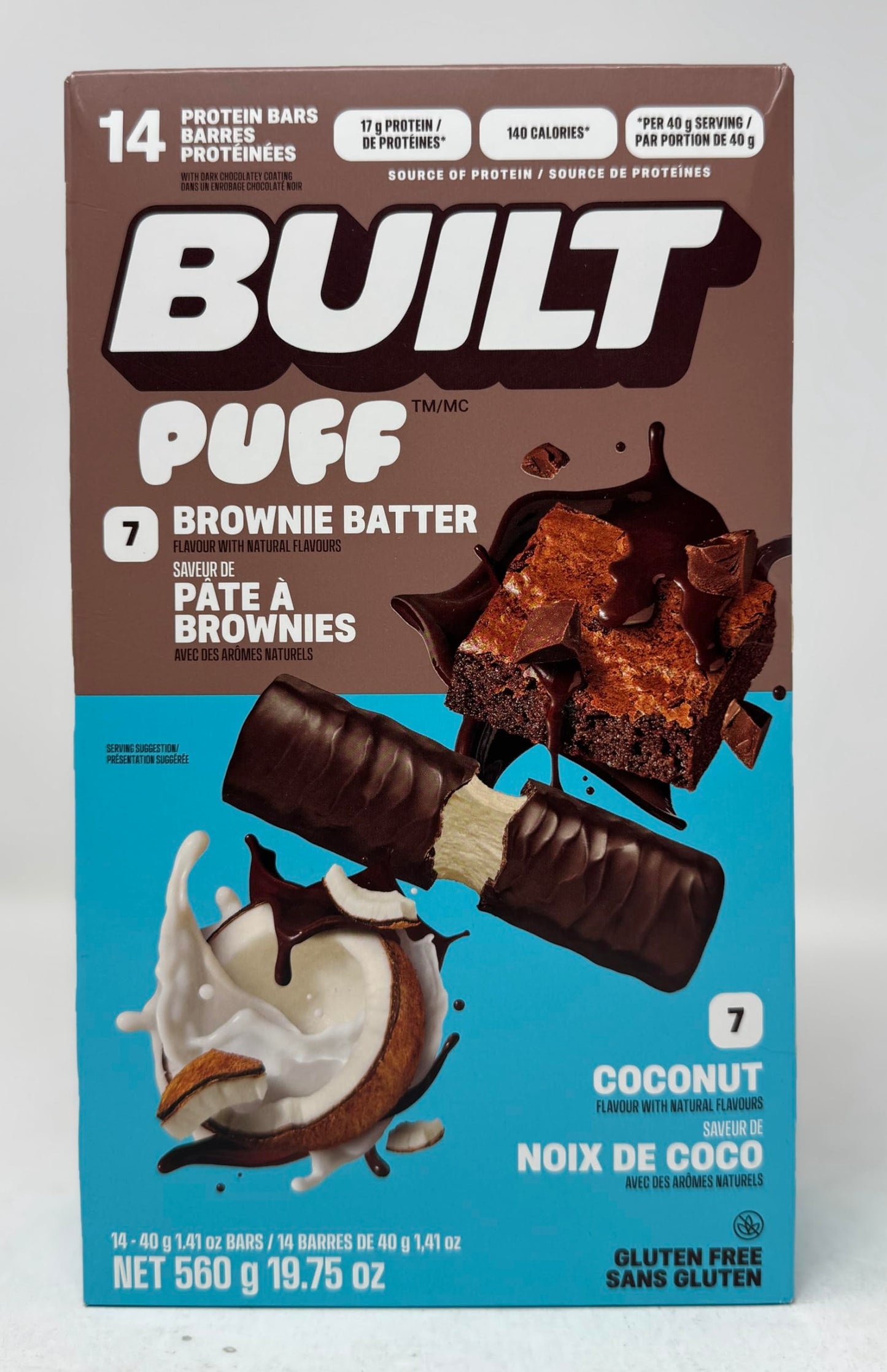 BUILT Puff Protein Bars – Variety Pack, 14-Count (560g) Soft & Chewy High-Protein Snack