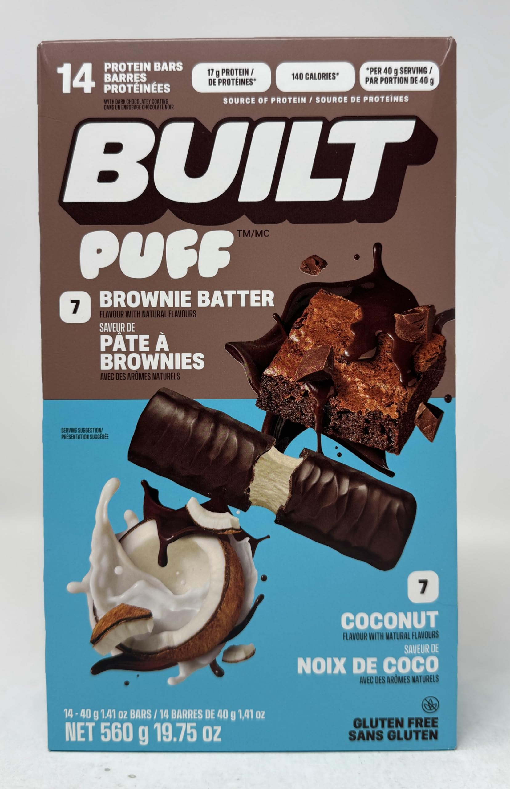 BUILT Puff Protein Bars – Variety Pack, 14-Count (560g) Soft & Chewy High-Protein Snack