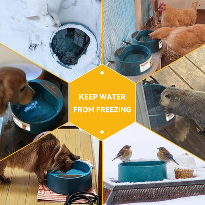 PETLESO Heated Dog Bowl, Heated Water Bowl for Outdoor Cats, Heating Chicken Waterer for Winter, Smart Thermal Bowl for Dogs Cats Chickens Birds, Provide Drinking Water for Pets, 0.58Gallons 🍁 All In One Marketplace Canada