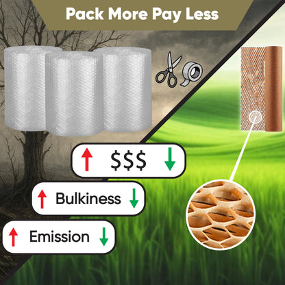 ecoducer 12”x100’ Honeycomb Packing Paper Moving Supplies. Eco Friendly Bubble Paper Wrap Roll for Packing Fragile Items. Packaging Sheets for Moving. Kraft Paper Shipping Supplies.