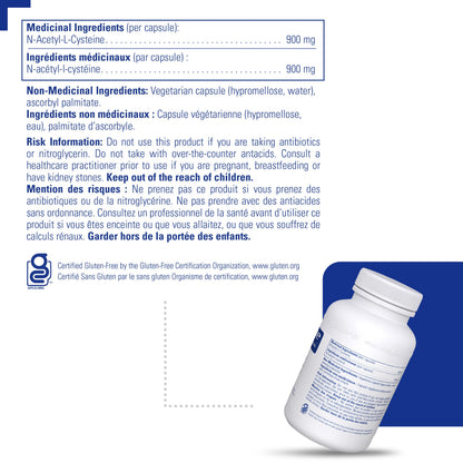 Pure Encapsulations NAC 900 mg - N-Acetyl Cysteine Amino Acid Supplement for Immune Support, Liver & Antioxidants* - 120 Capsules - Available at All In One Marketplace Canada
