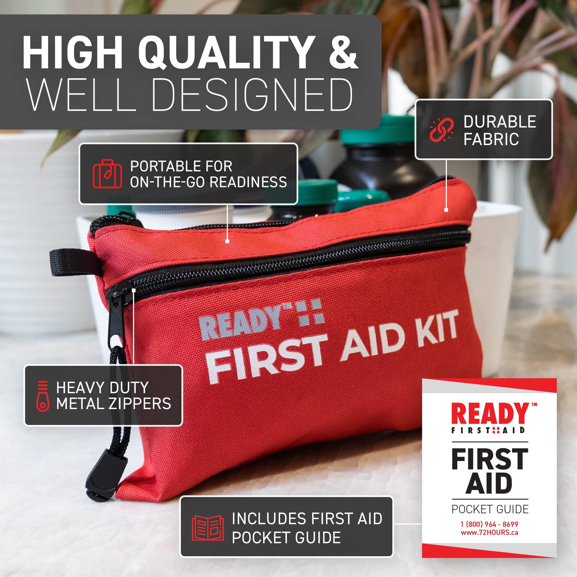 Ready First Aid 107 Piece First Aid Kit - Camping, First Aid Kit, Camping Essentials, Hiking, Home Essentials, Car Emergency Kit, Hiking Gear, First Aid Kit Travel, Car Essentials, Survival Stuff