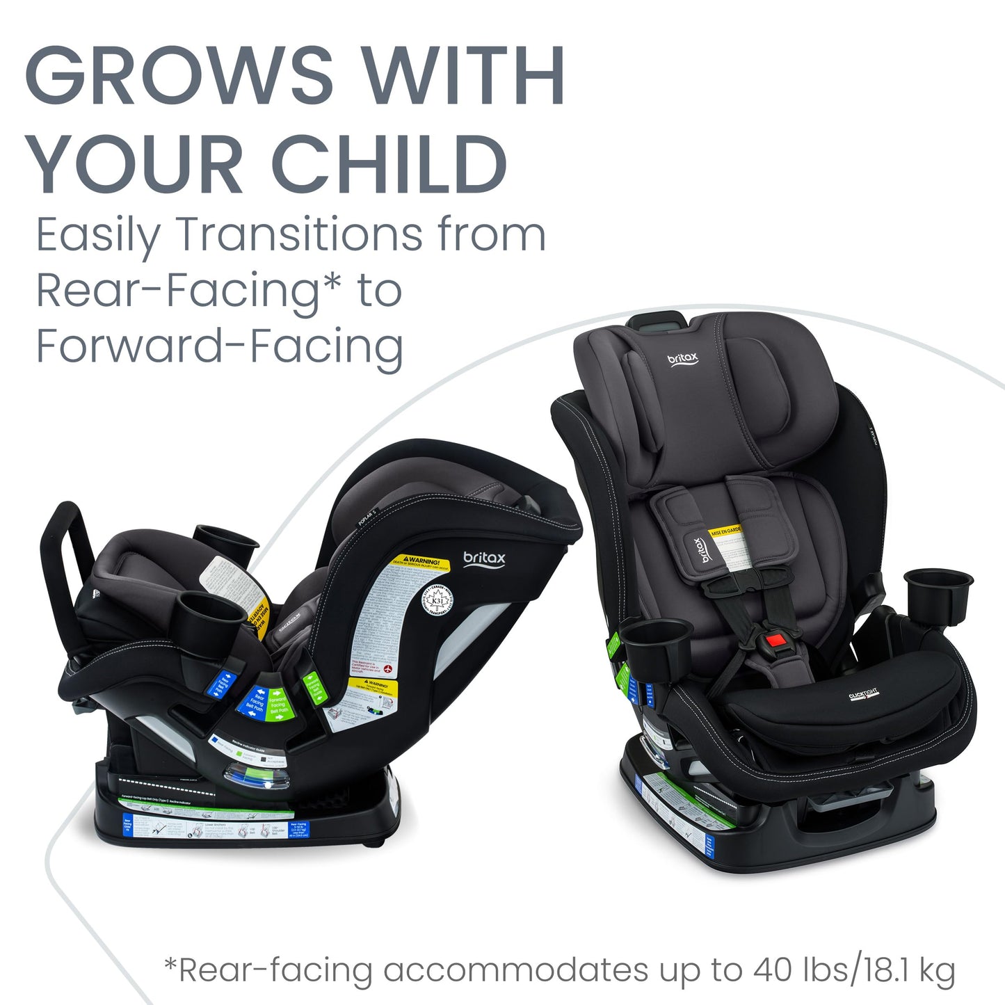 Britax Poplar S Convertible Car Seat, Slim 17” Design — Stone Onyx Britax