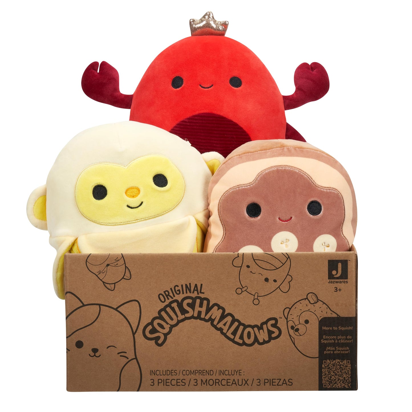 Squishmallows Official Kellytoy 8" Plush Mystery Pack - Styles Will Vary in Surprise Box that Includes Three 8" Plush Squishmallows